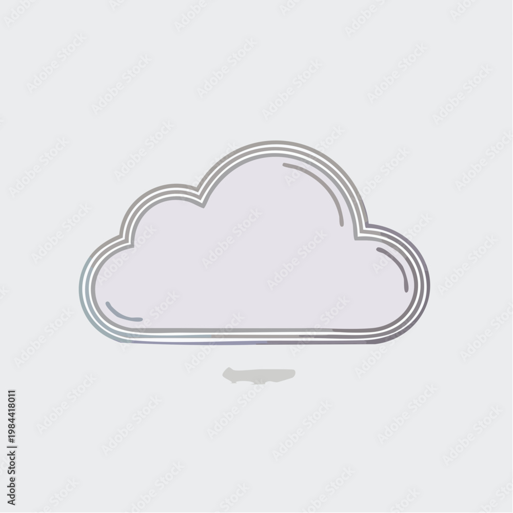 Fototapeta premium Minimal cloud download icon, simple cloud with arrow symbol, clean monoline UI icon, outline vector isolated on white