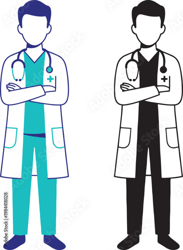 Fotografie Doctor silhouette medical professional healthcare worker icon