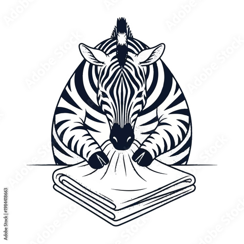 Zebra reading a book lying down.