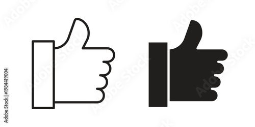 thumbs up icon outline and solid set. Graphic icons