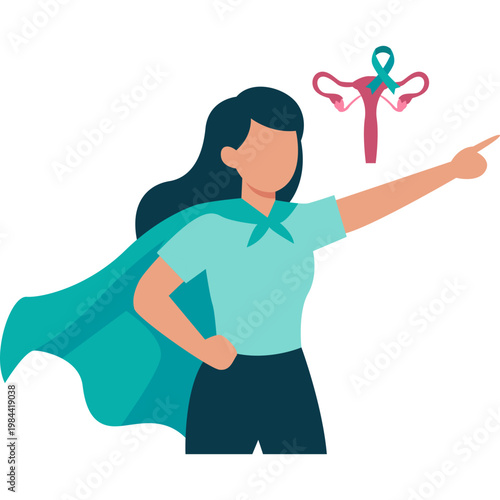Woman Superhero Ovarian Cancer Awareness
