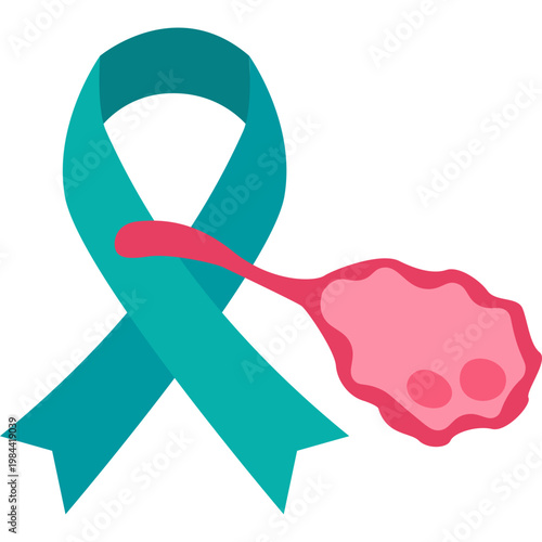 Ovarian Cancer Awareness Teal Ribbon Icon