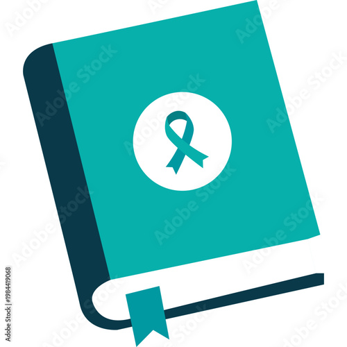 Teal Awareness Ribbon Book Illustration