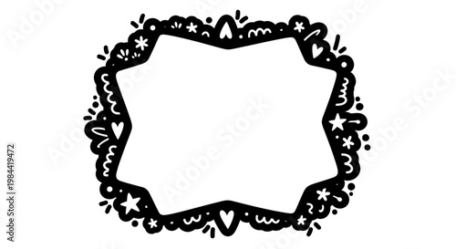 Black star shape frame border design.