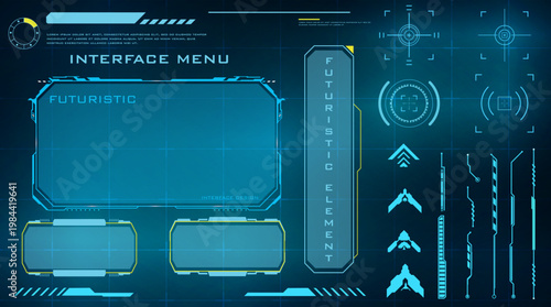 Dynamic collection of abstract digital user interface elements, perfect for modern heads-up displays, game designs, or advanced technology projects