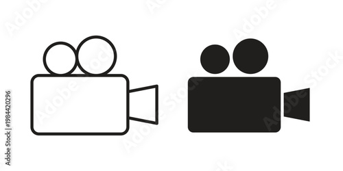 Video icon outline and solid set. Graphic icons