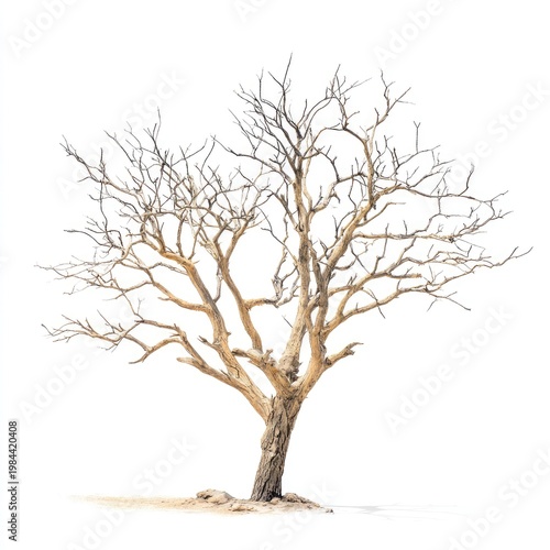 Barren Leafless Tree Standing Alone in Bright Natural Light