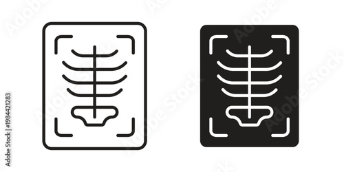 X ray icon outline and solid set. Graphic icons