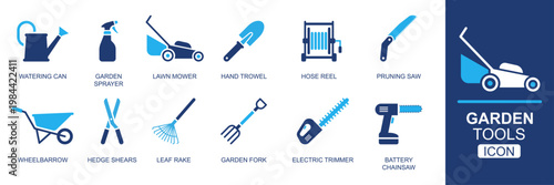 Garden Tools Icon Set. Gardening Equipment Flat Vector Icons
