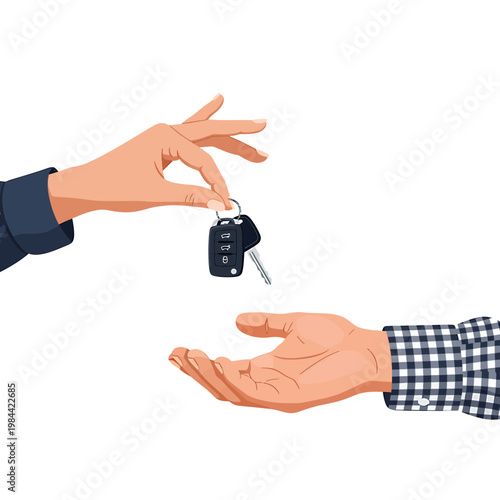 Handing Over Car Keys Transaction Vector Illustration