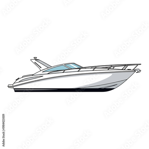 Modern luxury motor yacht vector illustration on white background