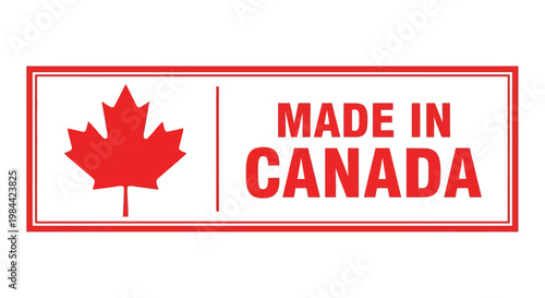 Made in canada logo with a red maple leaf