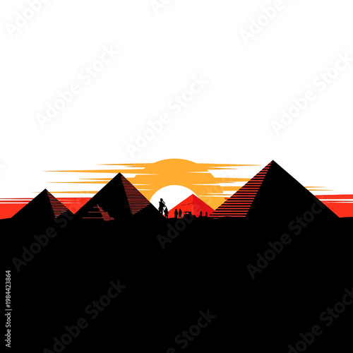 Silhouette Illustration of Giza Pyramids during Sunset in Egypt