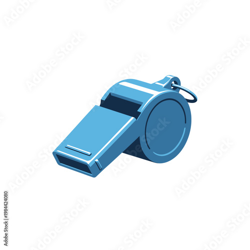 Blue referee whistle vector illustration for sports and coaching