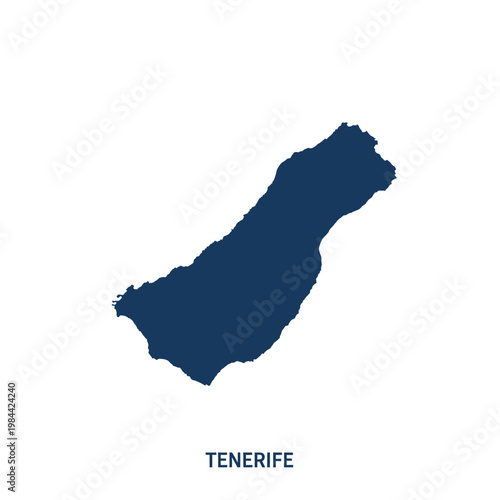 Dark Blue Silhouette Map of Tenerife Island Vector Illustration