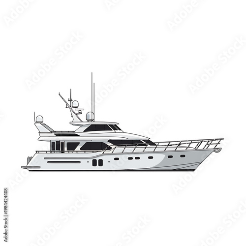 Modern Luxury Motor Yacht Illustration Vector Art