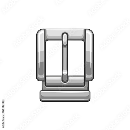 Vector Illustration of a Silver Metal Belt Buckle