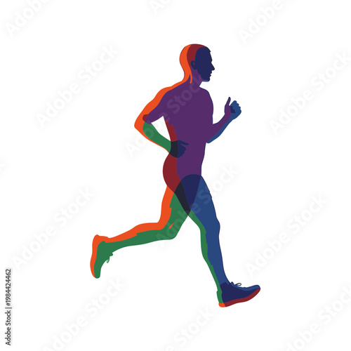 Dynamic Colorful Male Runner Silhouette Vector Illustration