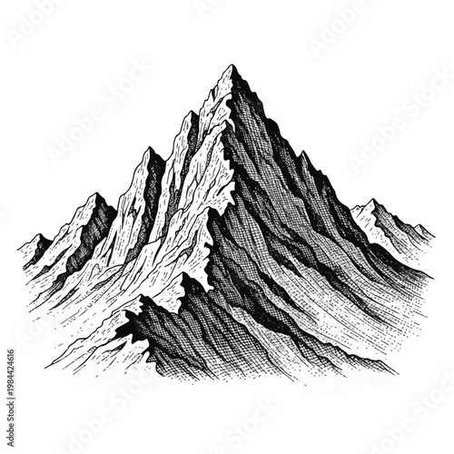 Mountain peaks in a landscape.