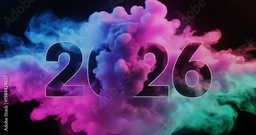 Colorful Smoke Background with 2026 Text.