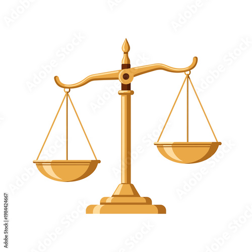 Golden Scales of Justice Vector Illustration