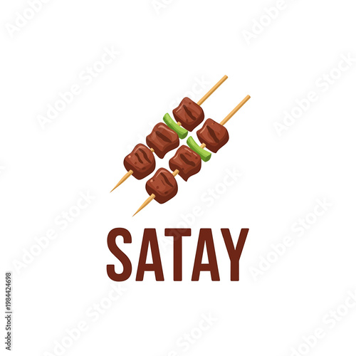 Grilled satay skewers vector illustration isolated on white