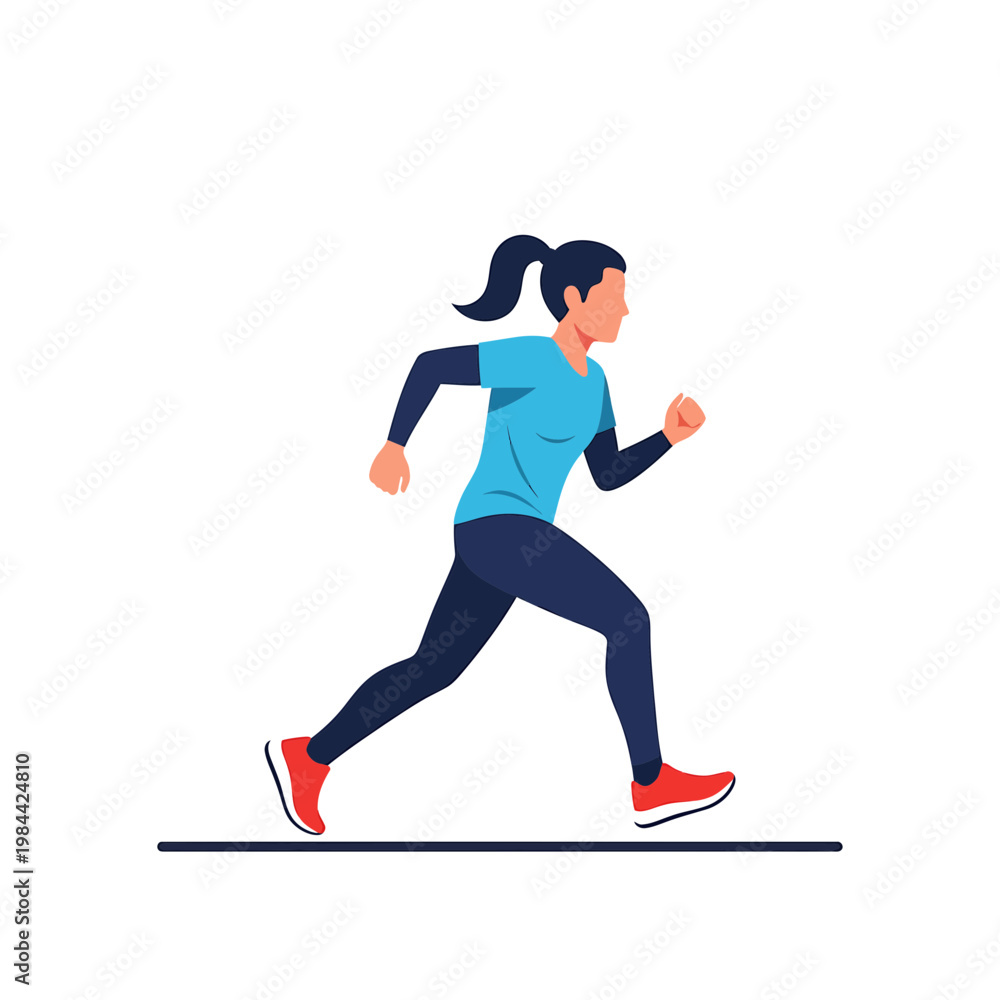 Obraz premium Active Woman Running Vector Illustration for Fitness and Health