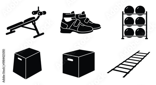 Essential gym equipment collection for diverse training routines including workout accessories and sports tools suitable for fitness, health, and athletic lifestyle applications