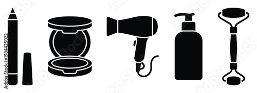 Essential cosmetic and personal care products for daily routines, beauty and hygiene concepts, perfect for digital media, websites, and print materials