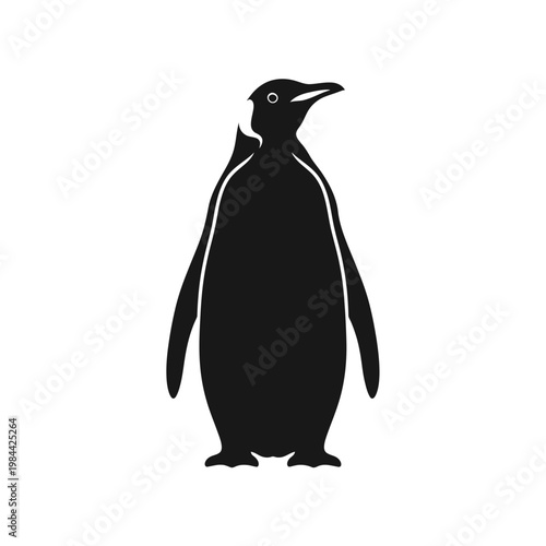 Standing penguin silhouette vector illustration on white background