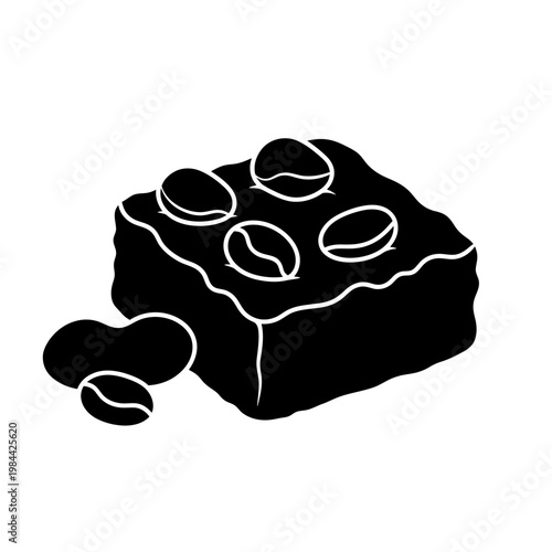 Chocolate Brownie with Coffee Beans Vector Illustration