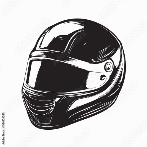 Modern Full Face Racing Helmet Vector Art For Motorsport