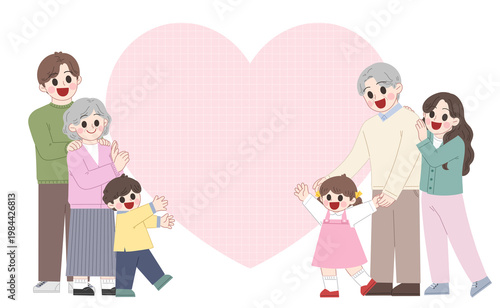 Happy Multi-Generational Family Illustration for Family Month