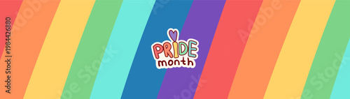 Pride month background 2026. Horizontal and vertical banner templates, LGBT Pride flag with colorful rainbow. Symbol of pride month june support. Parade annual summer event, Vector Illustration