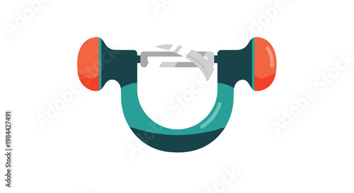 Modern vegetable peeler with a blue handle and red accents shown in a front view on a white background for cooking.