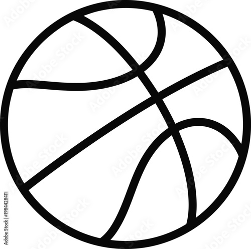 Simple line drawing of a basketball with slam dunk fast break game day