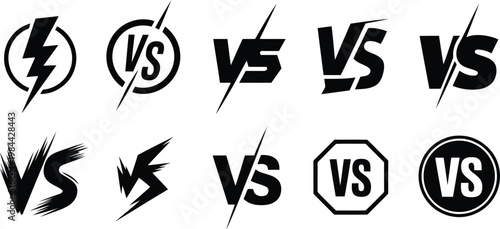 Versus battle graphic collection dynamic designs for competition and conflict