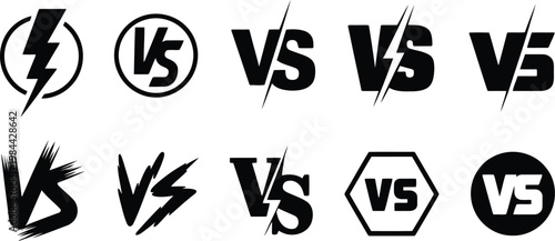 Versus logos collection a dynamic set of 'vs' designs in black and white