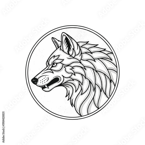 Wolf head in profile view.