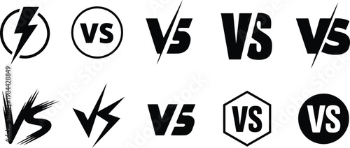 Versus battle collection dynamic 'vs' logos in black and white
