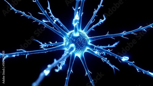 Abstract nerve cell or neuron firing electrical impulses in brain