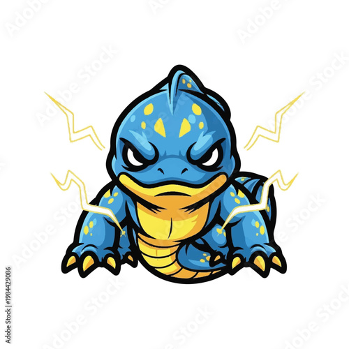 Electric Blue Cartoon Monster Creature.