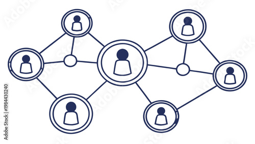 Team Collaboration Concept with Multiple Connected People Icons and Digital Network Communication
