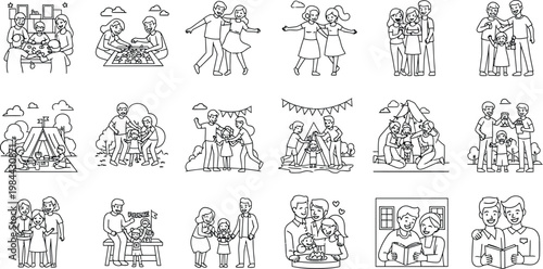Mayan glyphs and figures silhouette collection isolated on transparent background