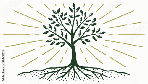 Tree Growing from Soil with Sunlight – Reforestation, Sustainability, and Environmental Conservation Concept