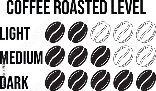 Coffee roast level beans icon set