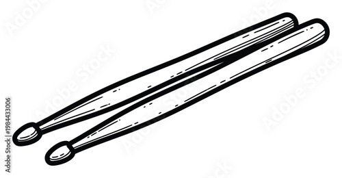 A pair of parallel drumsticks depicted in a simple black and white outline graphic style, ideal for musicthemed advertisements, band promotions, or rhythmic educational content.