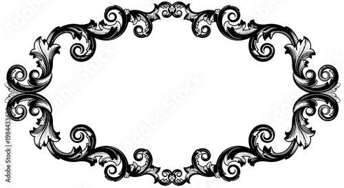 Intricate Black Ornate Border Design.