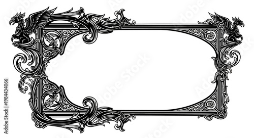 Intricate Metallic Frame Border Design.