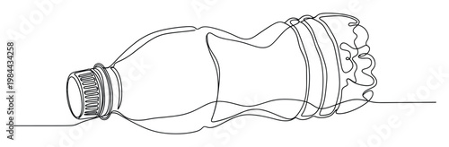 Continuous single line drawing of a plastic bottle symbolizing environmental impact and recycling efforts, perfect for sustainability campaigns and educational content.